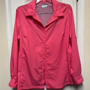 Columbia Omni Shade Pink Button-Up Long Sleeve Shirt